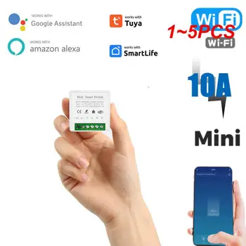 1 ~ 5ШТ Tuya 16A Mini Wifi Smart Switch Light Поддерживает 2-полосный модуль автоматизации управления временем Приложение для Alexa Home