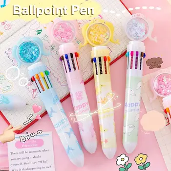 10 Цветов Подарочная шариковая ручка-бабочка с разноцветной заправкой, ручка-роллер с изображением русалки-животного