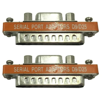 2X кабельных адаптера с мини-последовательным портом DB9 на DB25 для мужчин для смены пола