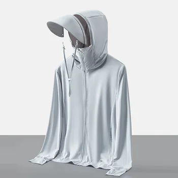 Мужская летняя куртка с защитой от ультрафиолета UPF 50 +, Ультралегкая спортивная верхняя одежда, Быстросохнущая шляпа для рыбалки, Солнцезащитный крем, Ледяные шелковые пальто