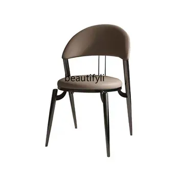 Современный минималистичный Итальянский обеденный стол и стул в скандинавском стиле, домашний стул для длительного сидения с высококачественной спинкой, кресло для приемов и конференций