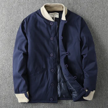 Хлопчатобумажное пальто с японским винтажным бейсбольным воротником, мужская Зимняя Новая куртка M43, толстый уличный кемпинг, пешие прогулки, боевой кардиган, пальто